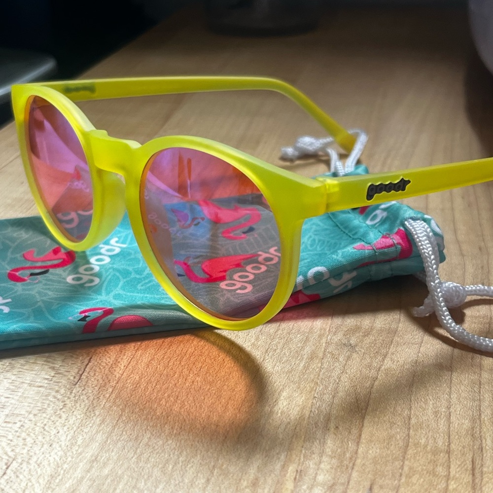 Goodr Yellow and Pink Polarized Sunglasses